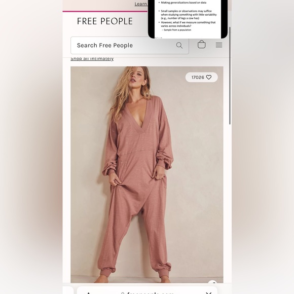 LIGHT PINK free people slouchy jumpsuit - Picture 3 of 3